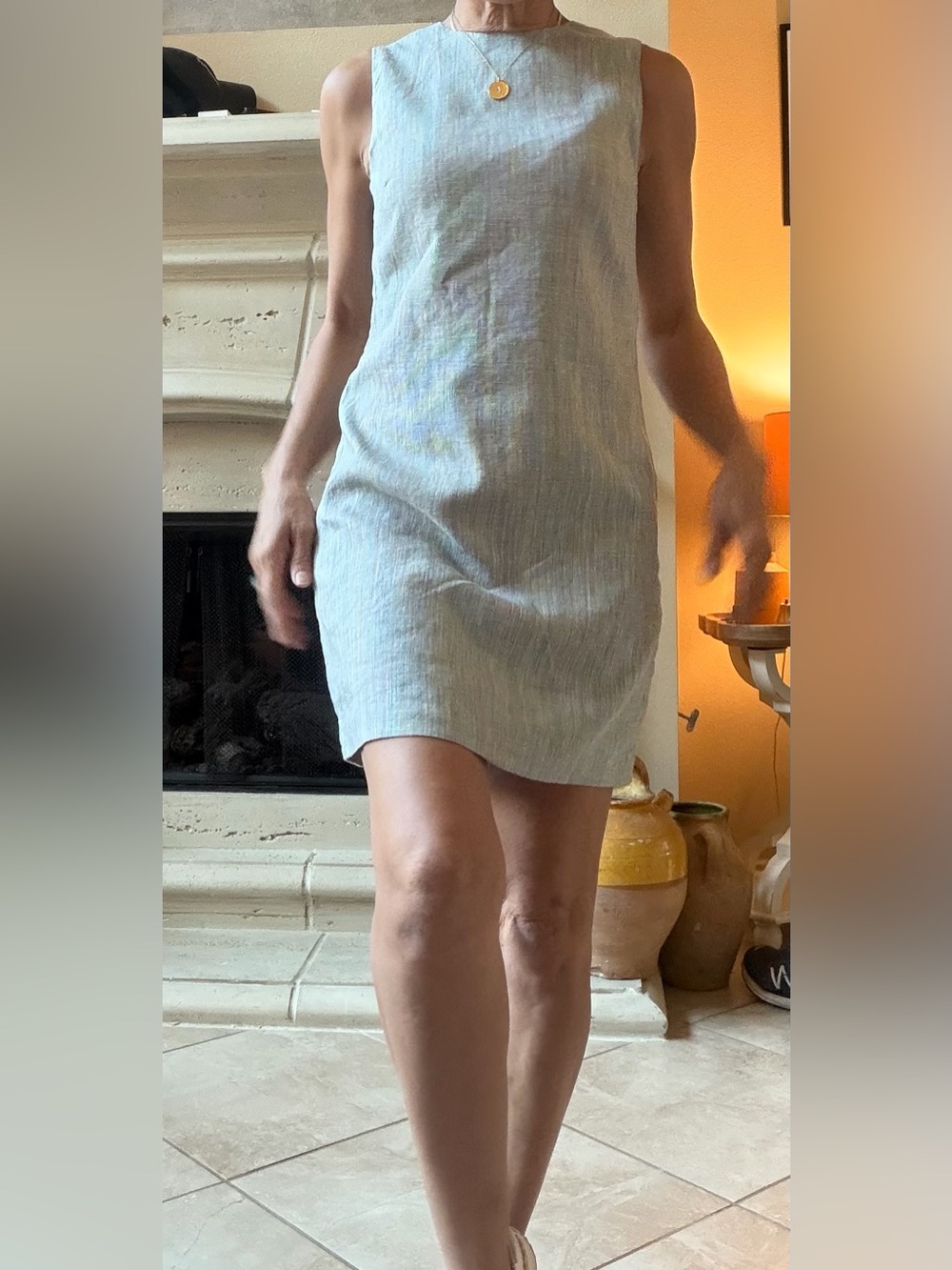 “Theory” Sleeveless Linen Shift Mini Dress - Size 0